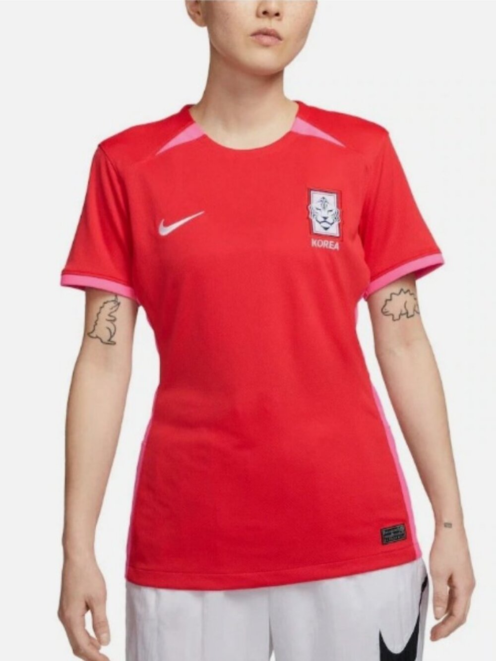 Nike South Korea Womens Home Stadium Red 2023 Slim Fit Soccer Jersey